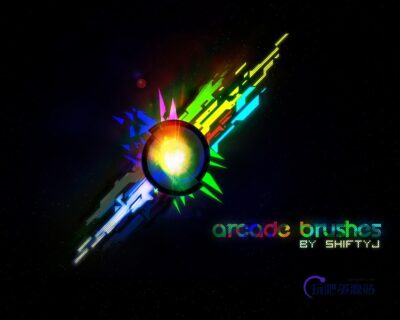 暗黑炫闪亮酷科技背景ps笔刷-玩吧资源站