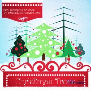 圣诞节卡通图象PS笔刷素材-玩吧资源站