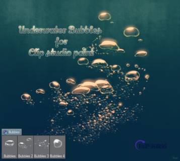 真实水中气泡、海中泡泡素材csp笔刷素材下载sut画笔-玩吧资源站