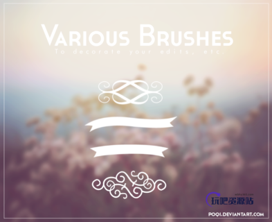 手绘印花图案、横幅背景图案PS笔刷素材-玩吧资源站