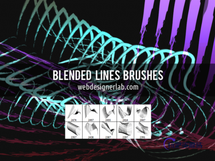 变换线条图形叠影PS笔刷素材-玩吧资源站