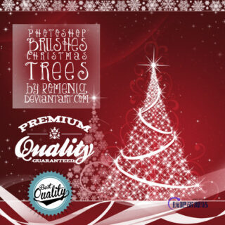 魔幻圣诞树、卡通风格的树木PS笔刷素材-玩吧资源站