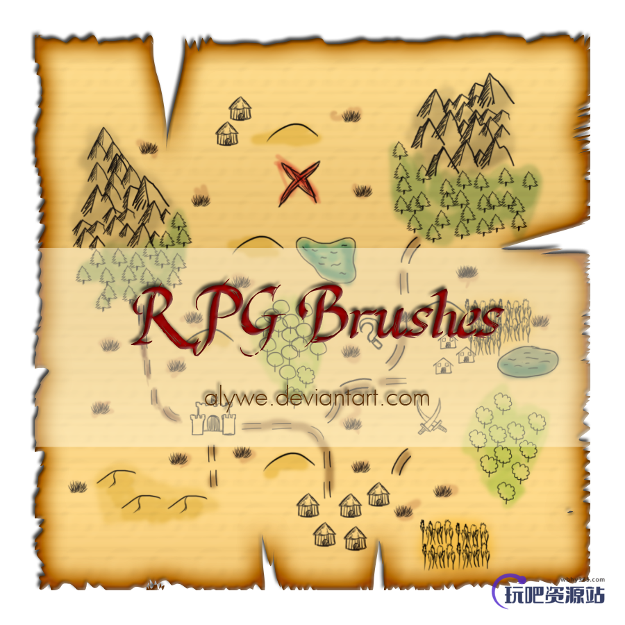 RPG游戏地图元素PS笔刷素材