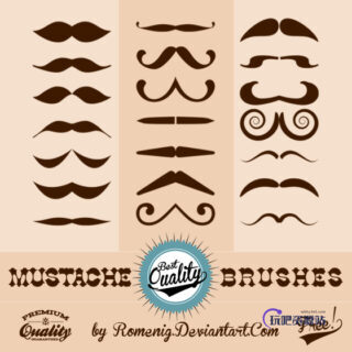 可爱卡通胡子、搞怪叔叔的胡子PS笔刷-玩吧资源站