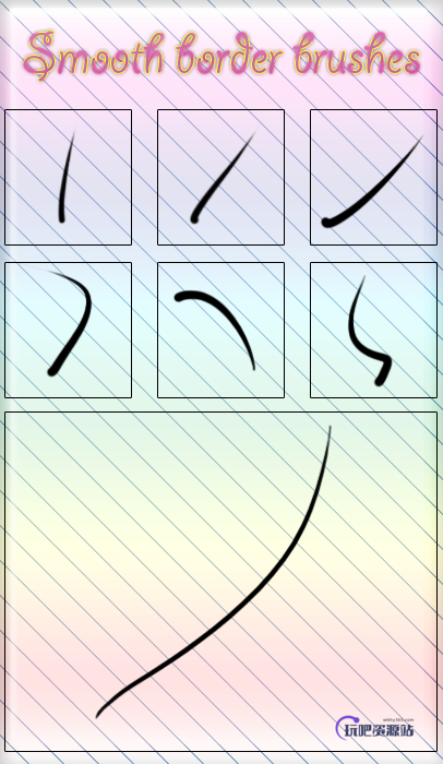 一组平滑线条笔触PS笔刷