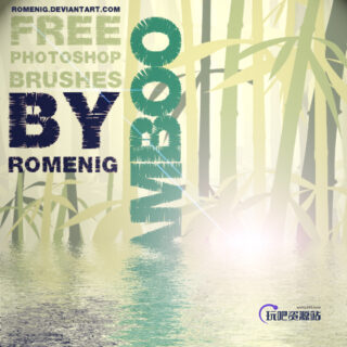 仿真竹子背景纹理PS笔刷素材-玩吧资源站