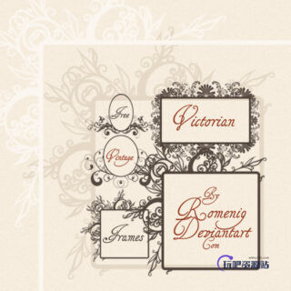 欧式植物印花装饰边框图形PS笔刷-玩吧资源站