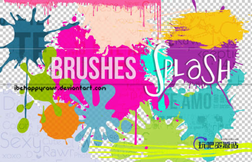 油漆盐料泼溅、溅射纹理PS笔刷-玩吧资源站
