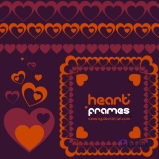 爱心、心形边框图形PS笔刷素材-玩吧资源站