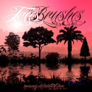 植物大树、树木阴影背景PS笔刷-玩吧资源站