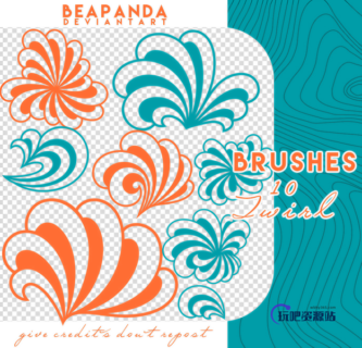 浪花式印花图案PS笔刷素材-玩吧资源站
