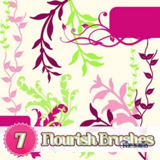 欧式植物印花图案装饰PS笔刷-玩吧资源站