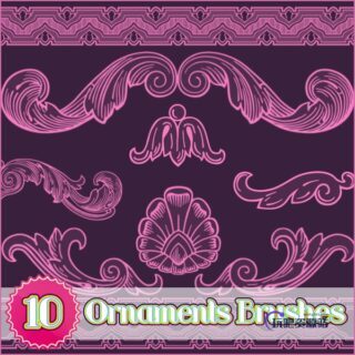 10种欧式气息的印花图案PS笔刷-玩吧资源站