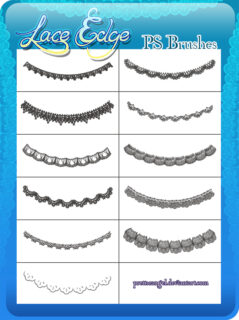 蕾丝边缘花纹装饰PS笔刷素材-玩吧资源站