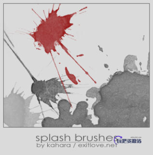 液体水墨油漆滴溅效果PS笔刷-玩吧资源站