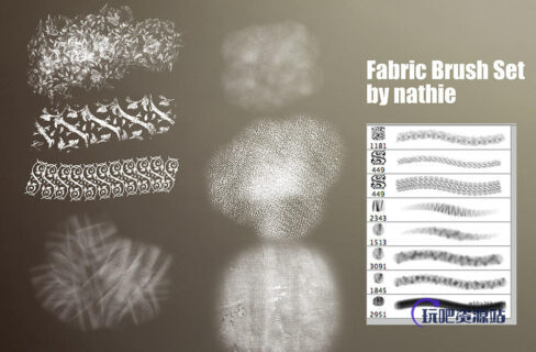 编织物纹理、花纹图案PS笔刷-玩吧资源站