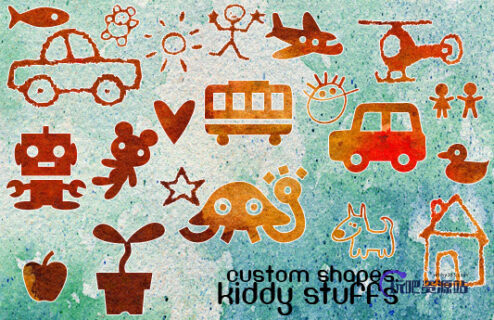 可爱童趣图案、儿童贴纸PS形状素材下载-玩吧资源站