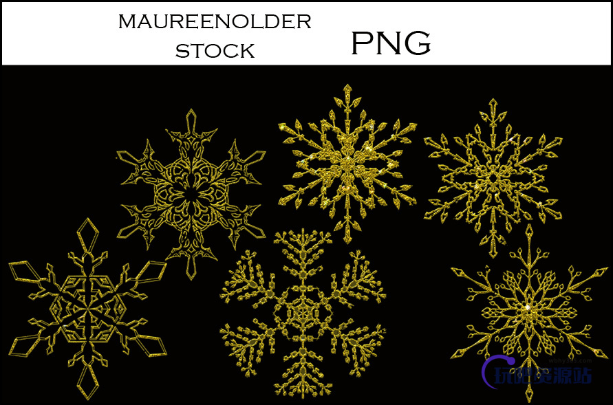 精美雪花、冰晶形状PS图形笔刷（PNG图片格式）