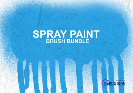 高清油漆喷漆纹理PS笔刷-玩吧资源站