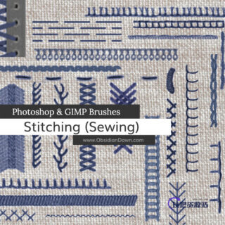 缝纫纹理、十字绣纹理PS笔刷素材-玩吧资源站