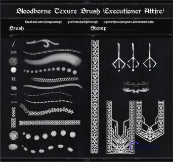 伊斯兰风格的印花装饰图案PS笔刷素材-玩吧资源站