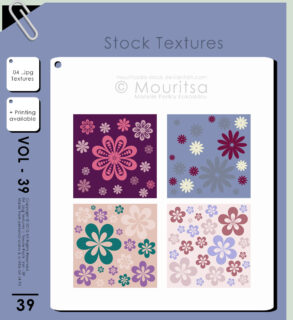 4种小红花花纹图案PS笔刷（JPG图片格式）-玩吧资源站