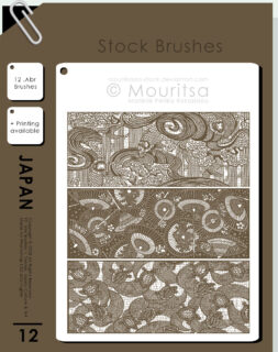 日本文化艺术花纹ps笔刷素材-玩吧资源站