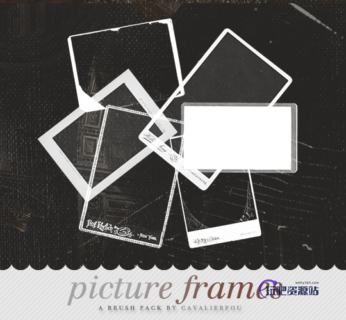 老旧照片相框图案背景PS笔刷-玩吧资源站