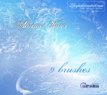 模拟水花、水渍效果纹理PS笔刷-玩吧资源站