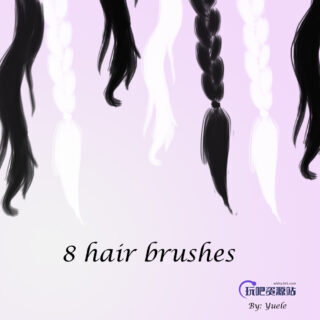 女士长发、辫子图形PS笔刷素材-玩吧资源站