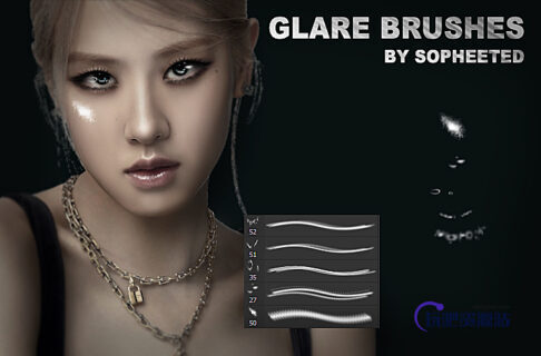 不灵不灵bling bling光泽、唇彩效果PS笔刷-玩吧资源站