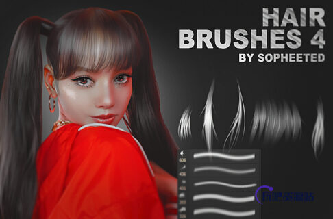 美妆头发、毛发、长发PS假发笔刷-玩吧资源站