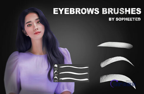 女性眉毛、眉毛纹理PS笔刷-玩吧资源站