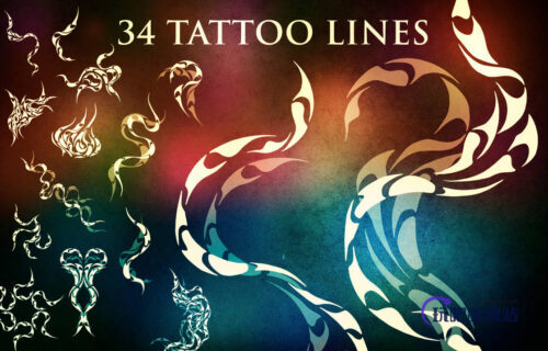 34种火焰纹身组合花纹图案PS笔刷-玩吧资源站