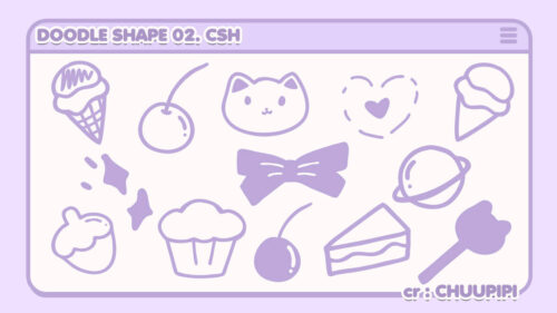 可爱小女生美图秀秀卡通元素PS笔刷(csh格式,自定义形状)-玩吧资源站