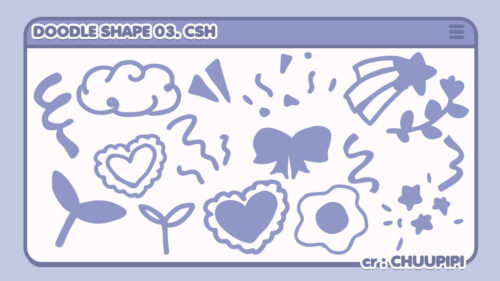 童趣女生涂鸦装扮元素PS笔刷(csh格式，自定义形状)-玩吧资源站