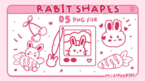 可爱小白兔卡通装扮PS笔刷（PNG图片格式）-玩吧资源站