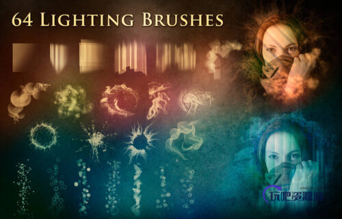 64种光影特效、气泡、泡泡效果PS笔刷-玩吧资源站