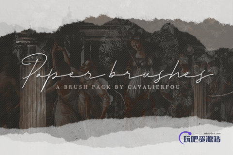 12种高级撕纸效果PS笔刷素材-玩吧资源站