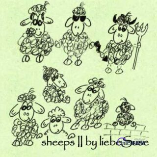 手绘绵羊图像PS卡通羊笔刷-玩吧资源站