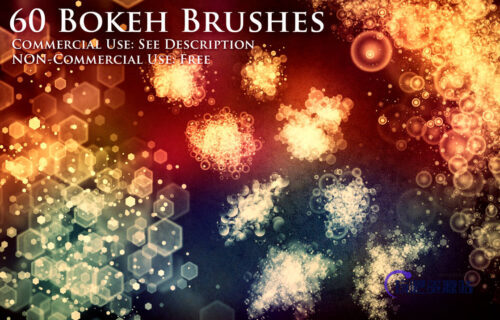 60种波克效应(bokeh effect)光斑、光晕PS笔刷素材（带自定义样式风格.asl文件）-玩吧资源站