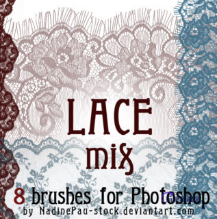 真实蕾丝刺绣花边图案PS笔刷-玩吧资源站