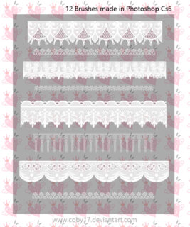 12种蕾丝花边印刷花纹PS笔刷素材-玩吧资源站