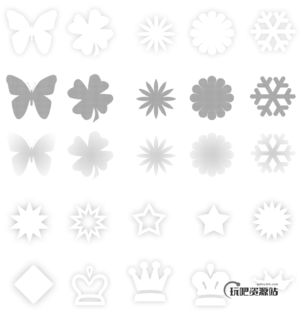 蝴蝶、花瓣、雪花等图案PS笔刷-玩吧资源站