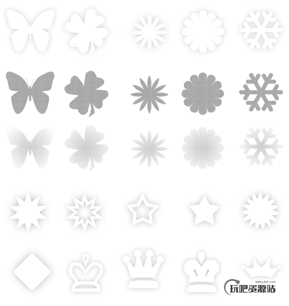 蝴蝶、花瓣、雪花等图案PS笔刷