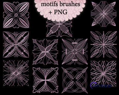 经典复古式印花图案PS笔刷素材-玩吧资源站