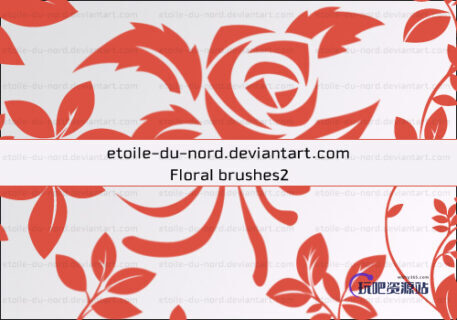植物印花、鲜花印花纹理PS笔刷素材-玩吧资源站