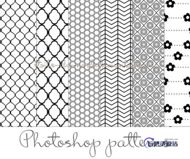 手绘印花、鲜花花朵、蜂窝形状PS填充纹理素材-玩吧资源站