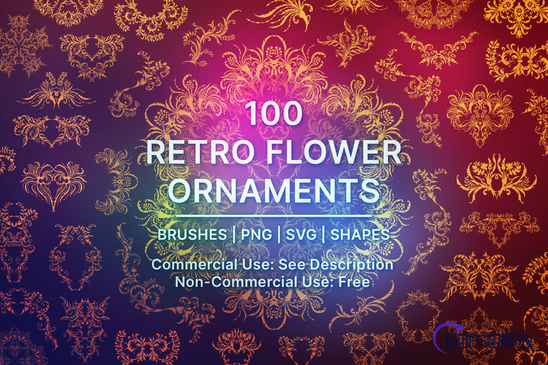 100种绝美的贵族印花饰品花纹图案PS笔刷