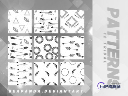 小清新复古花纹装饰背景PS填充素材-玩吧资源站